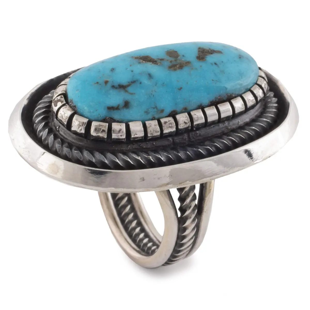 Leon Martinez Kingman Turquoise Usa Native American Made 925 Sterling Silver Ring 1