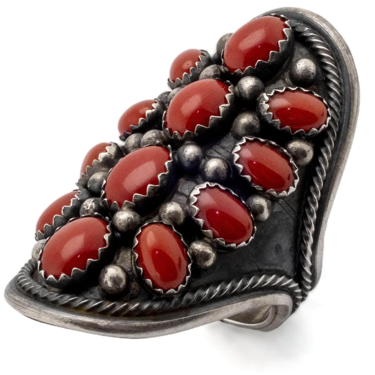 Paul Livingston Coral Usa Native Amerian Made 925 Sterling Silver Ring 1