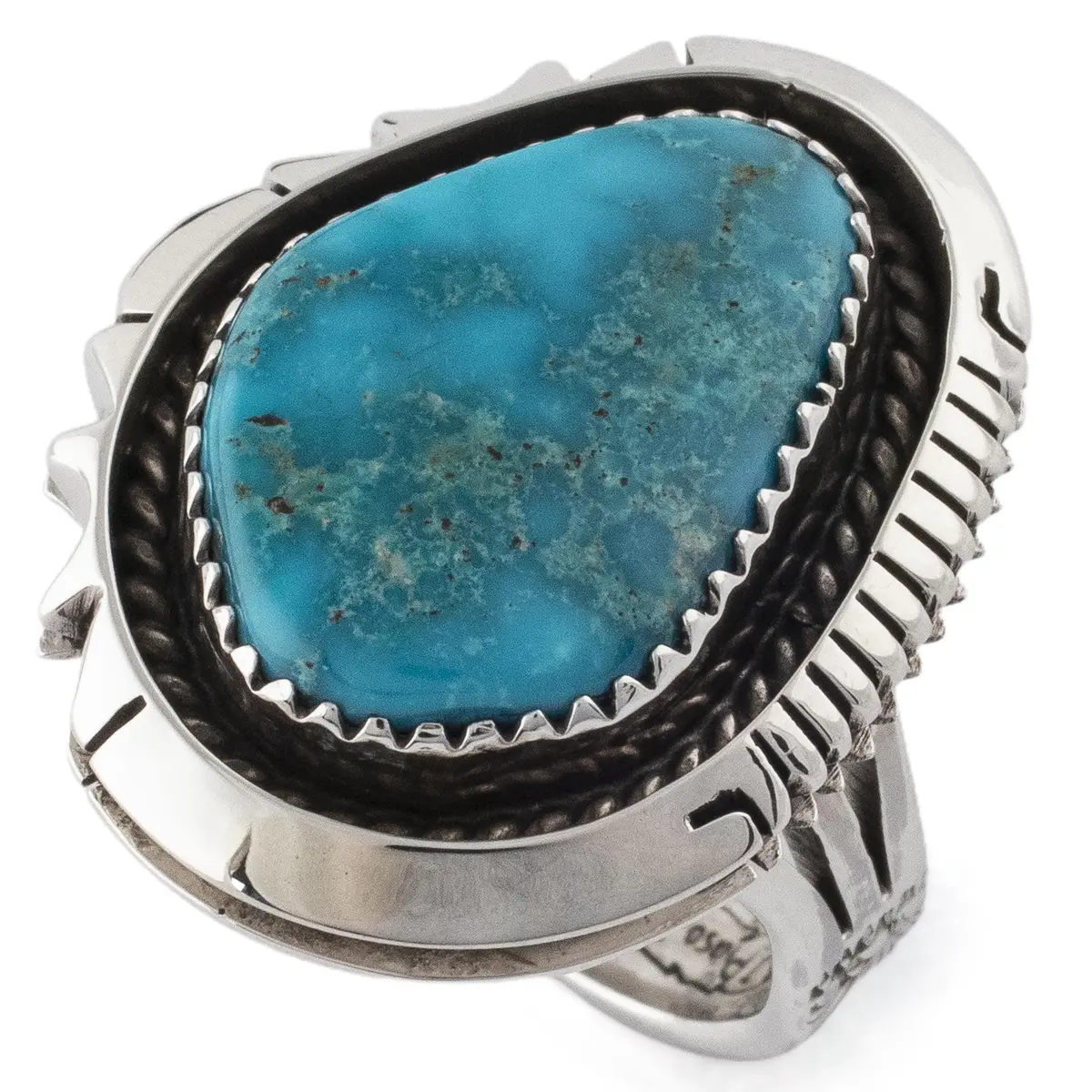 Joe Piaso Jr. Navajo King Manassa Turquoise Usa Native American Made 925 Sterling Silver Ring 1