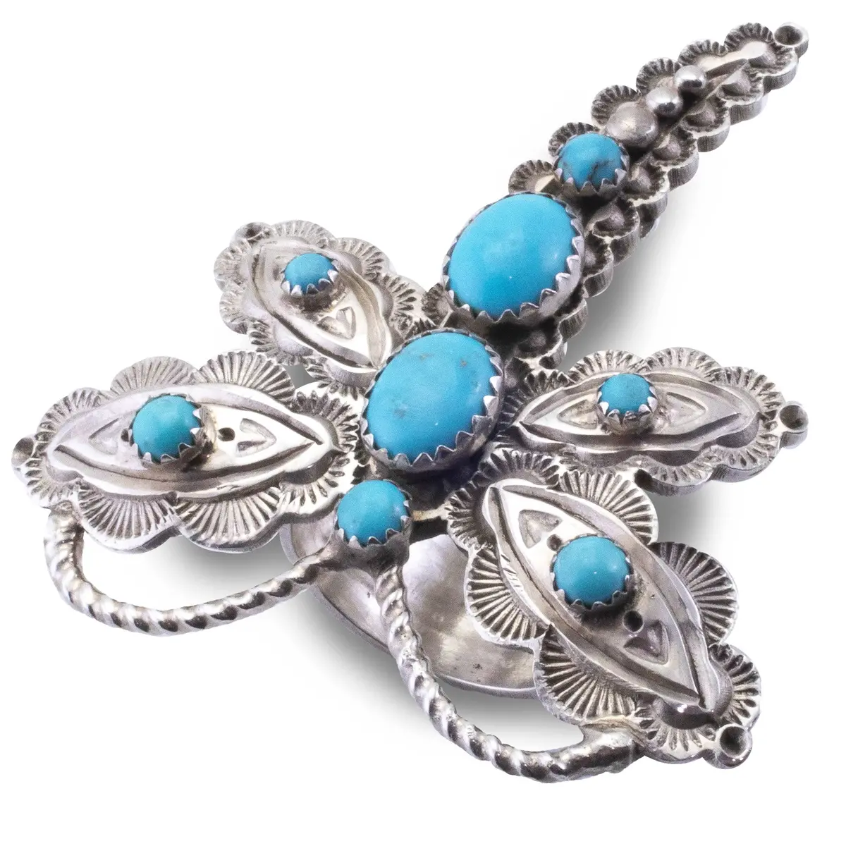 June Defauito Navajo Kingman Turquoise Dragonfly Usa Native American Made 925 Sterling Silver Ring 1
