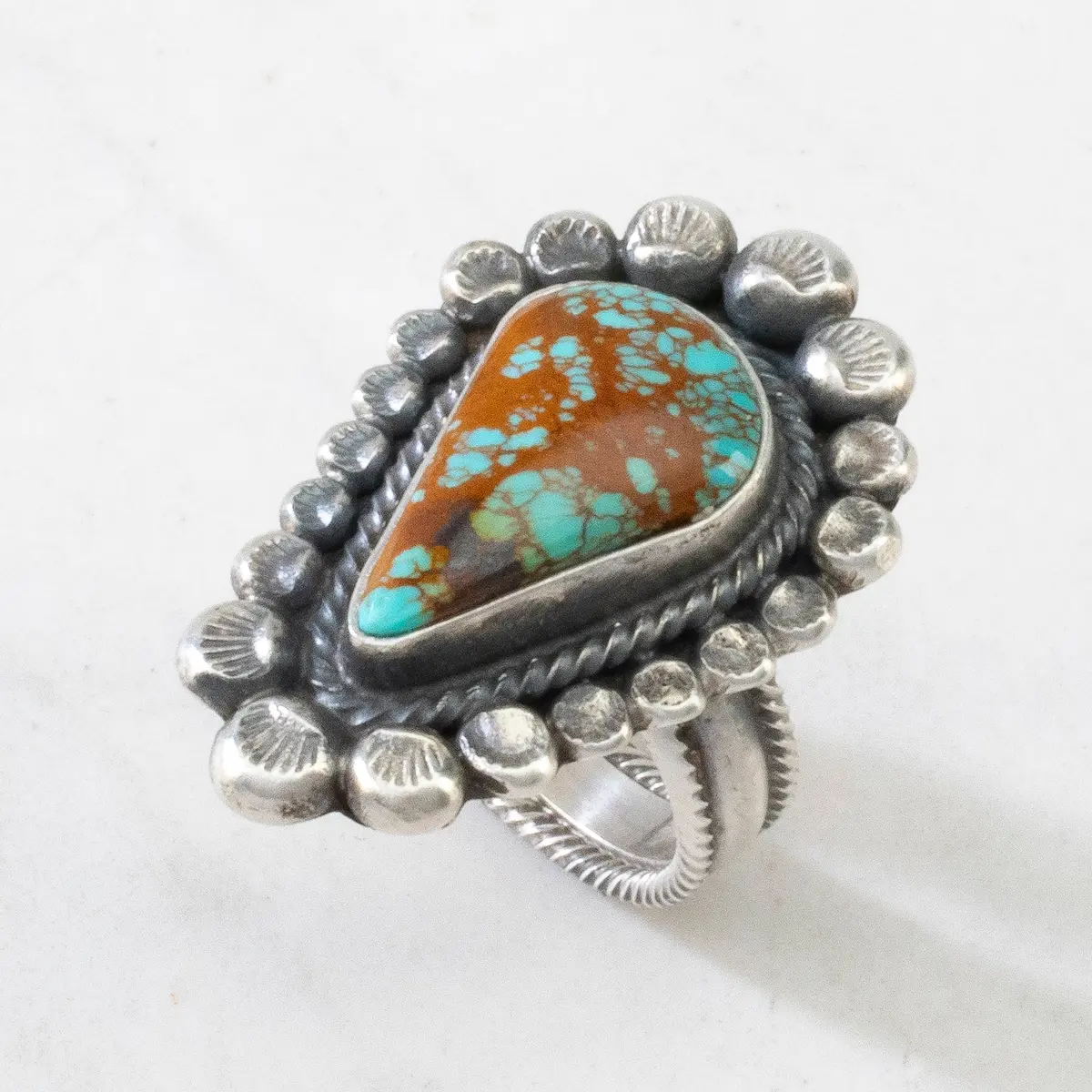 Leon Martinez Carico Lake Turquoise Navajo Usa Native American Made 925 Sterling Silver Ring 1