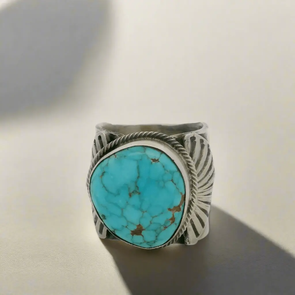 Tillie Jon Kingman Turquoise Navajo Usa Native American Made 925 Sterling Silver Ring 1