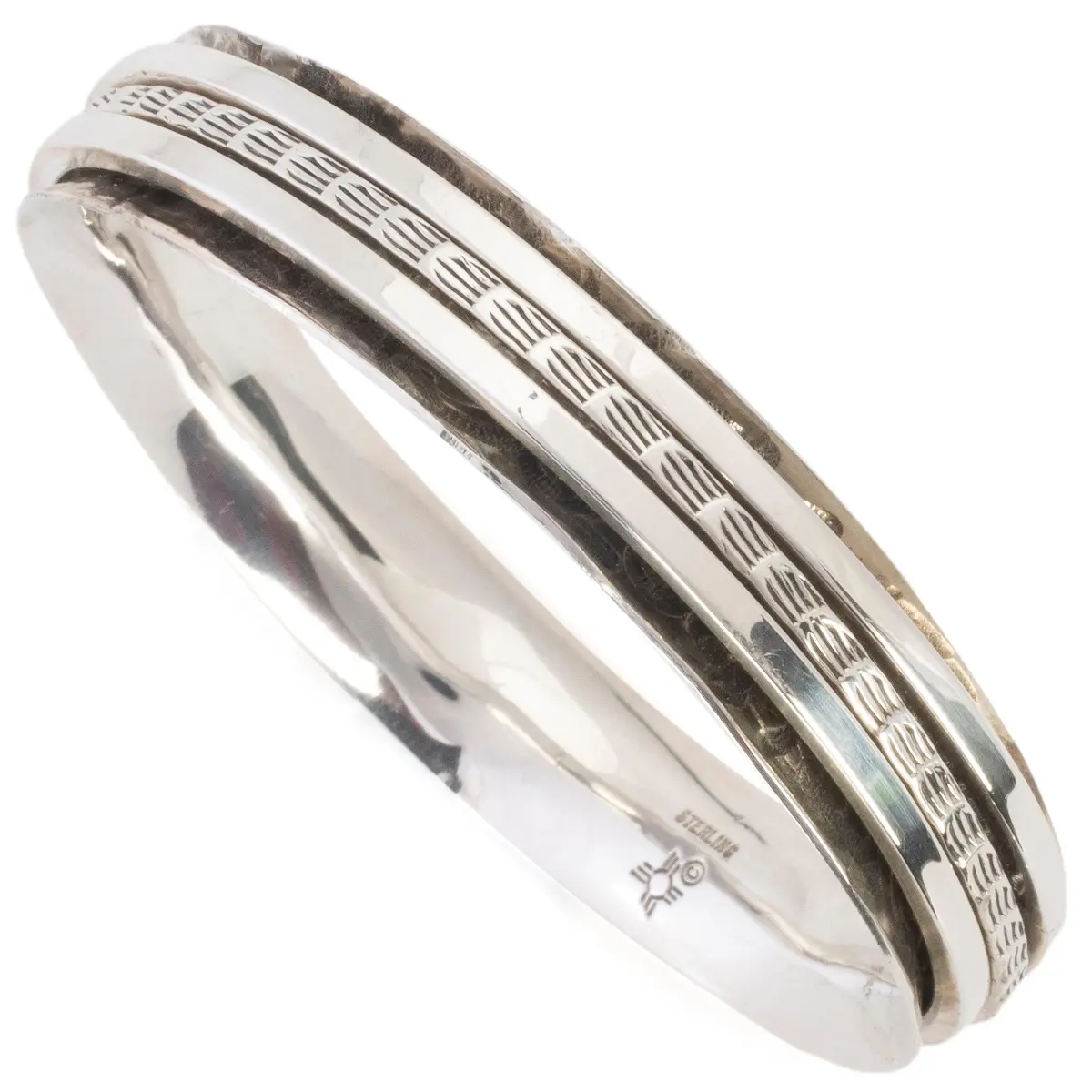 925 Sterling Silver Usa Native American Made Bangle 1