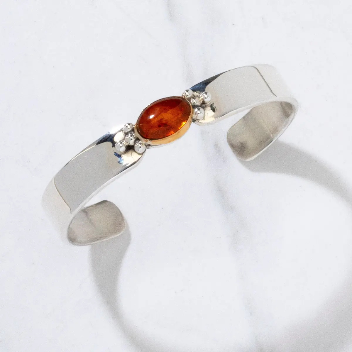 Amber Navajo Usa Native American Made 925 Sterling Silver Cuff 1