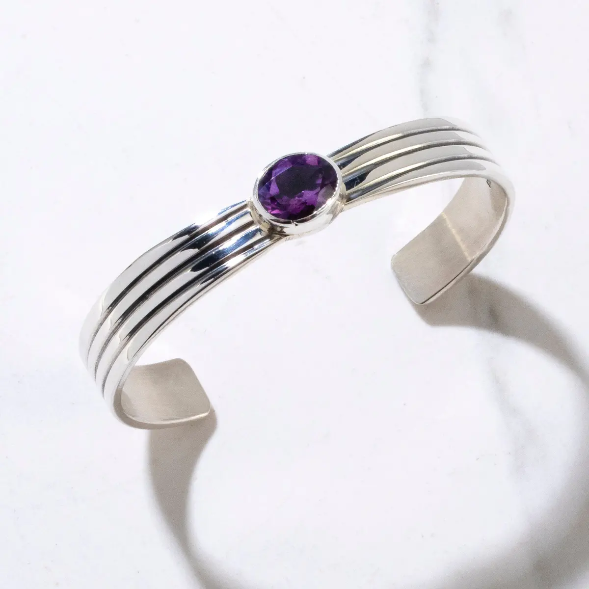 Amethyst Navajo Usa Native American Made 925 Sterling Silver Cuff 1