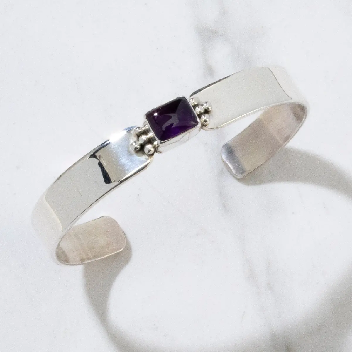 Amethyst Rectangular Navajo Usa Native American Made 925 Sterling Silver Cuff 1