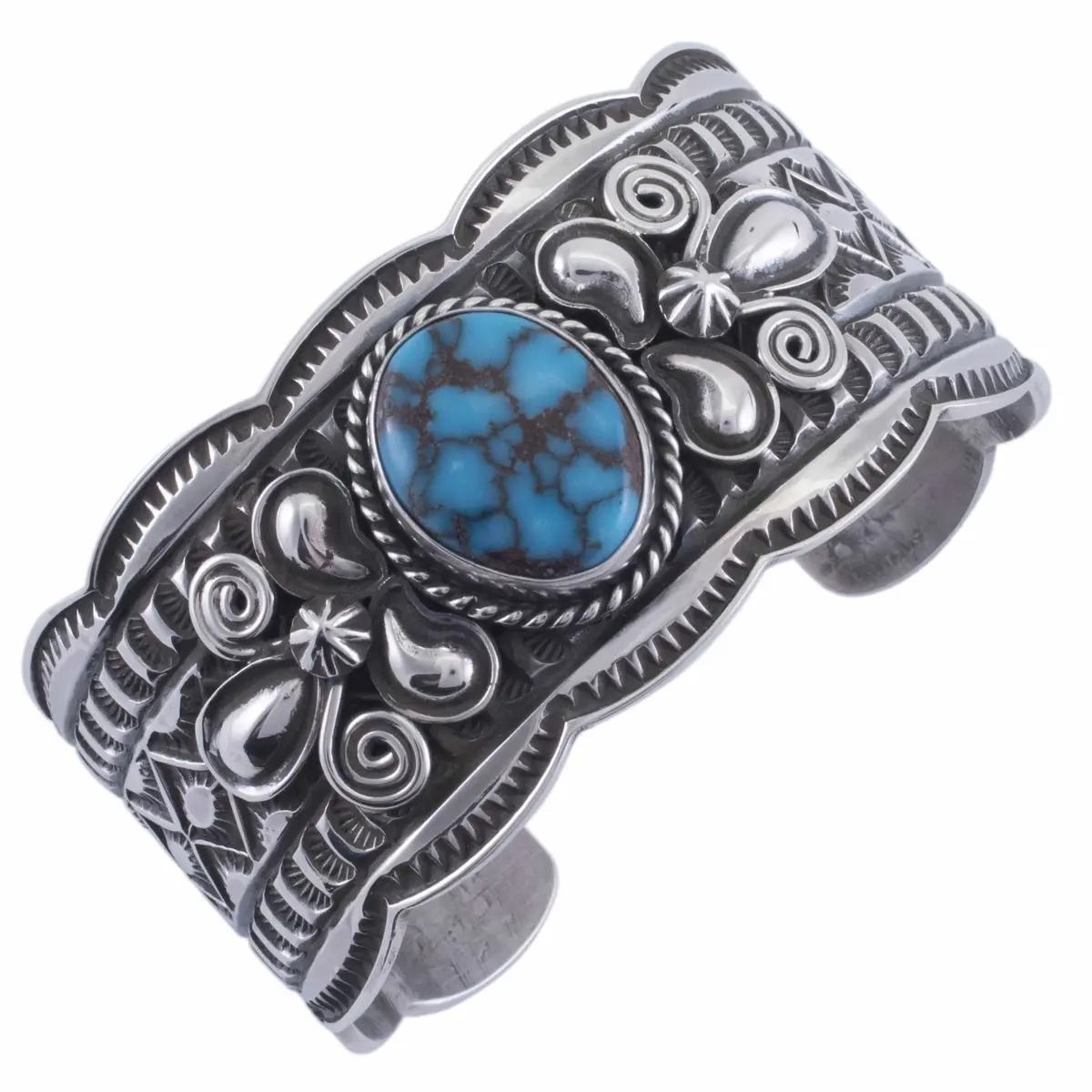Andy Cadman Egyptian Turquoise Usa Native American Made 925 Sterling Silver Cuff 1