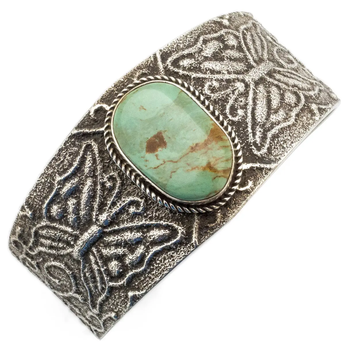 Anthony Bowman Green Kingman Turquoise Usa Native American Made 925 Sterling Silver Cuff 1
