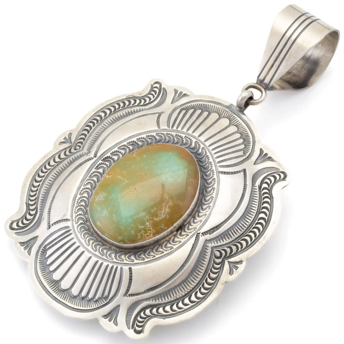 Arnold Blackgoat Navajo Carico Lake Turquoise Usa Native American Made 925 Sterling Silver Pendant 1