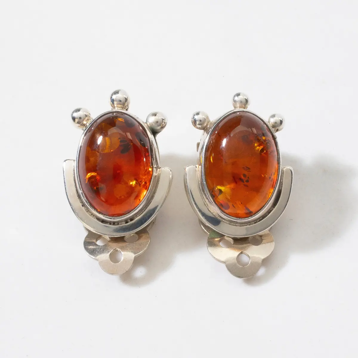 Baltic Amber Oval Usa Native American Made 925 Sterling Silver Earrings With Stud Backing 1