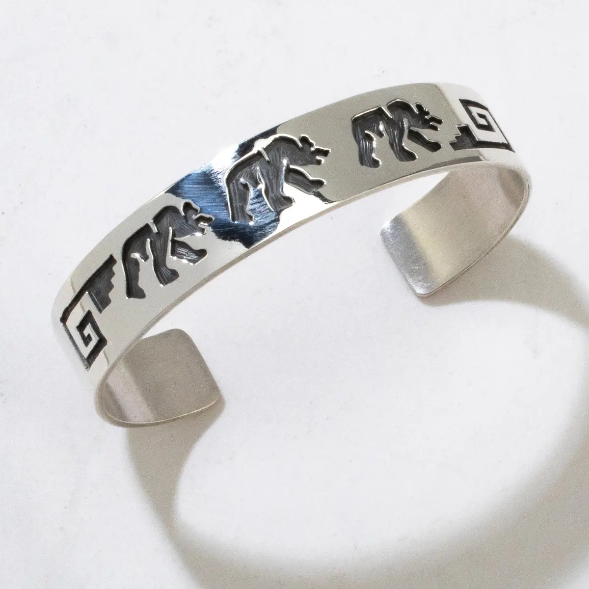 Bear Navajo Usa Native American Made 925 Sterling Silver Cuff 1