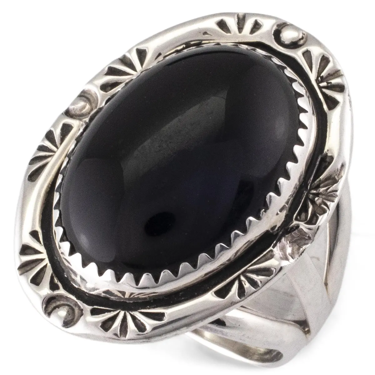 Black Onyx Oval Usa Native American Made 925 Sterling Silver Ring 1