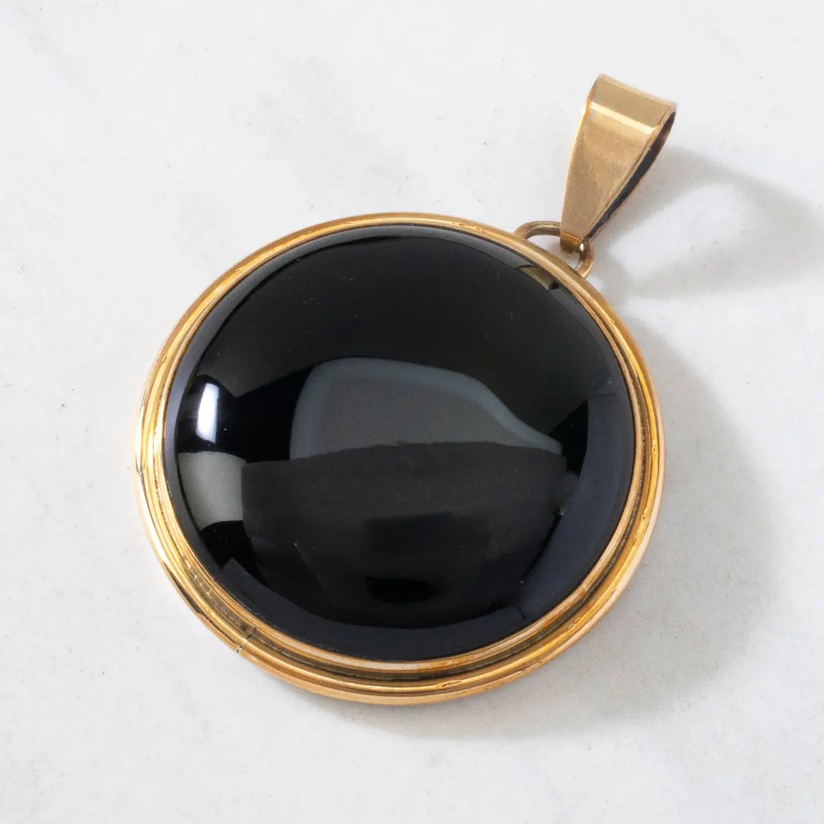 Black Onyx Usa Native American Made 925 Sterling Silver & 12K Gold Filled Pendant 1