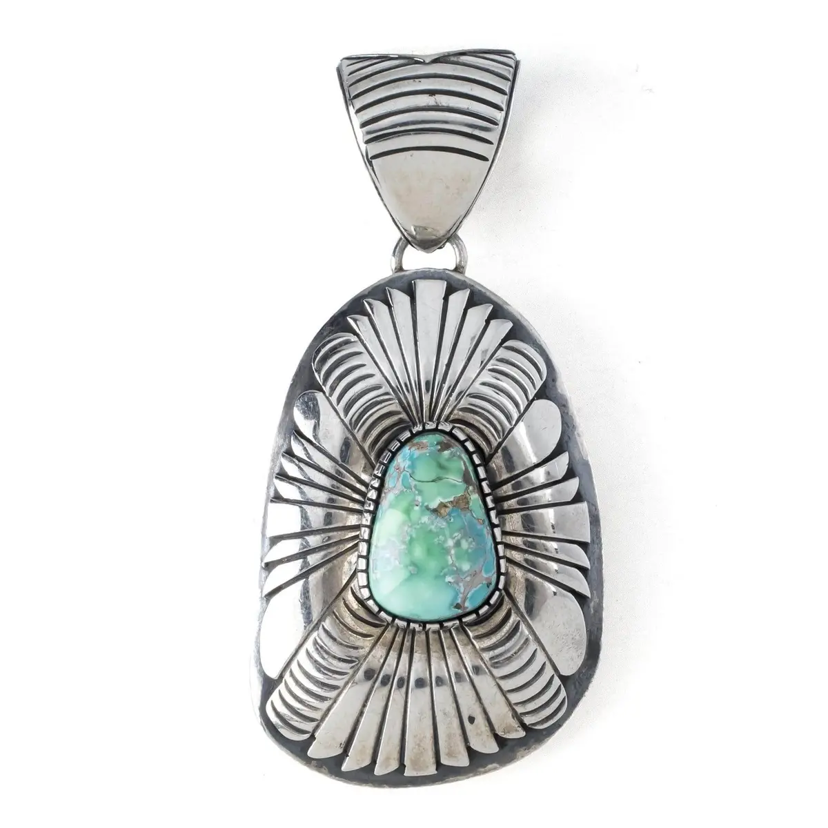Carico Lake Turquoise Native American Made 925 Sterling Silver Pendant 1