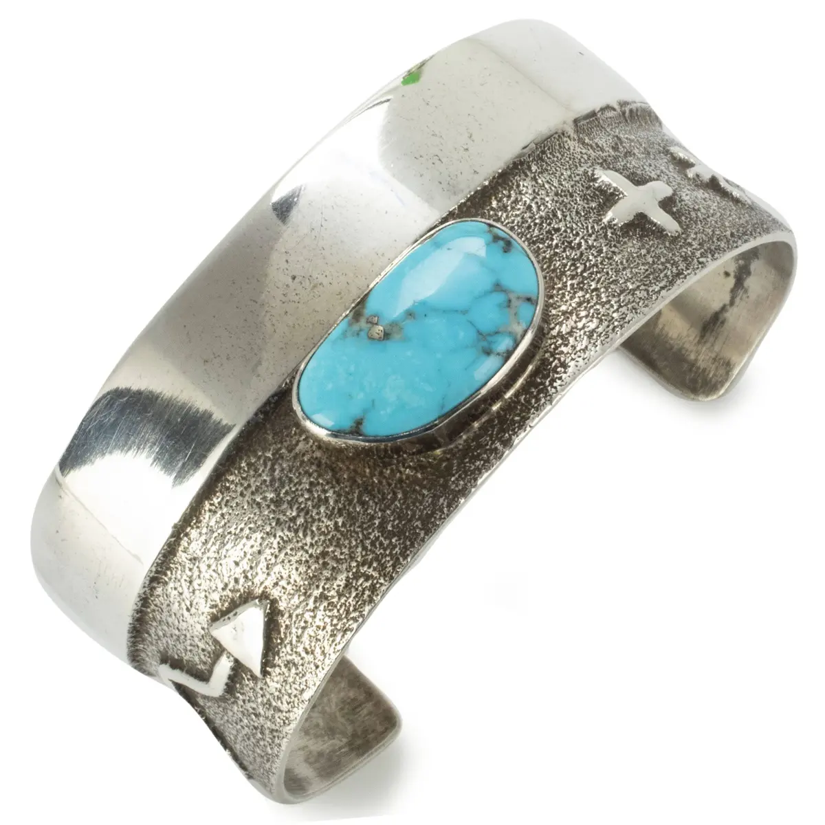 Carico Lake Turquoise Usa Native American Made 925 Sterling Silver Cuff 1