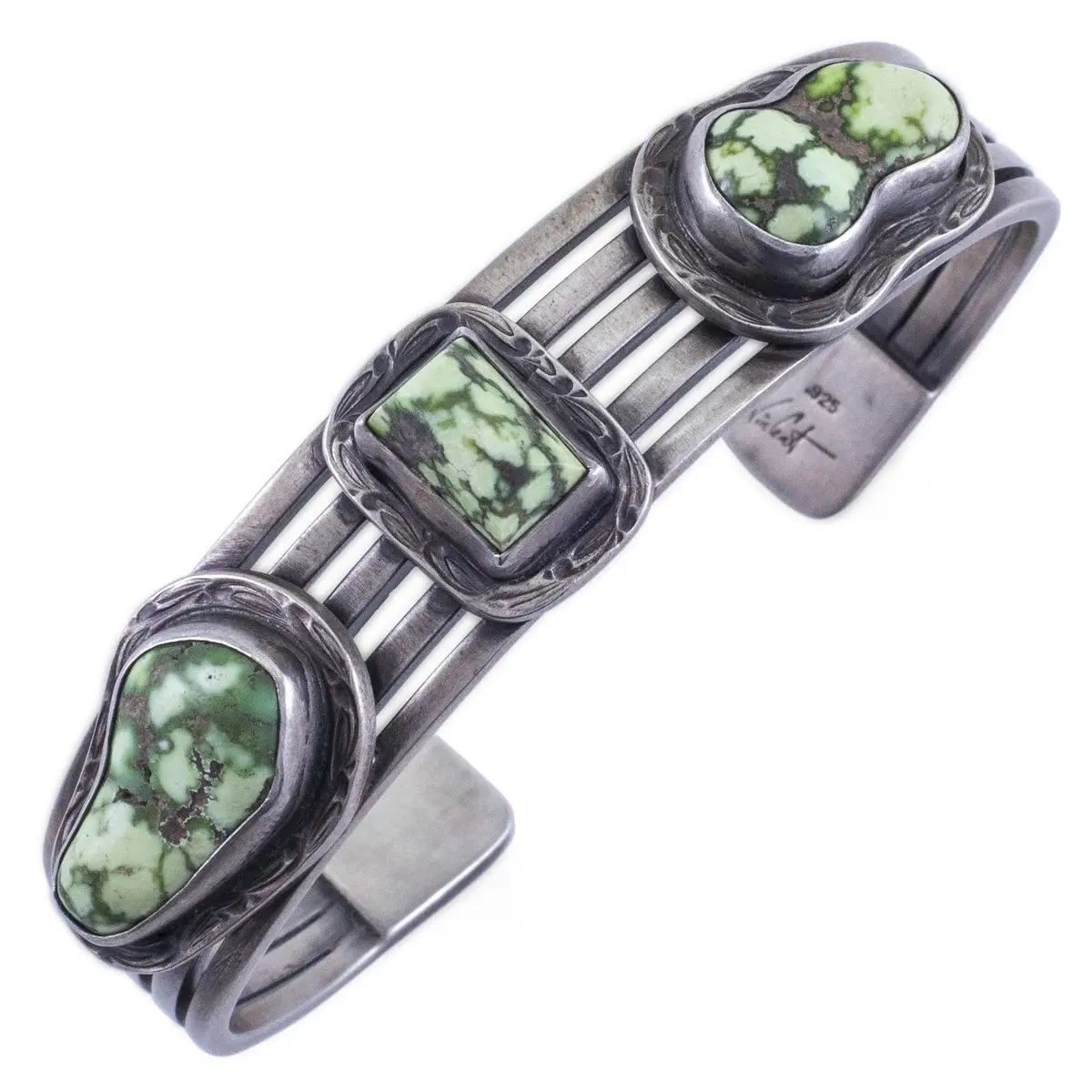 Carico Lake Turquoise Usa Native American Made 925 Sterling Silver Cuff 1