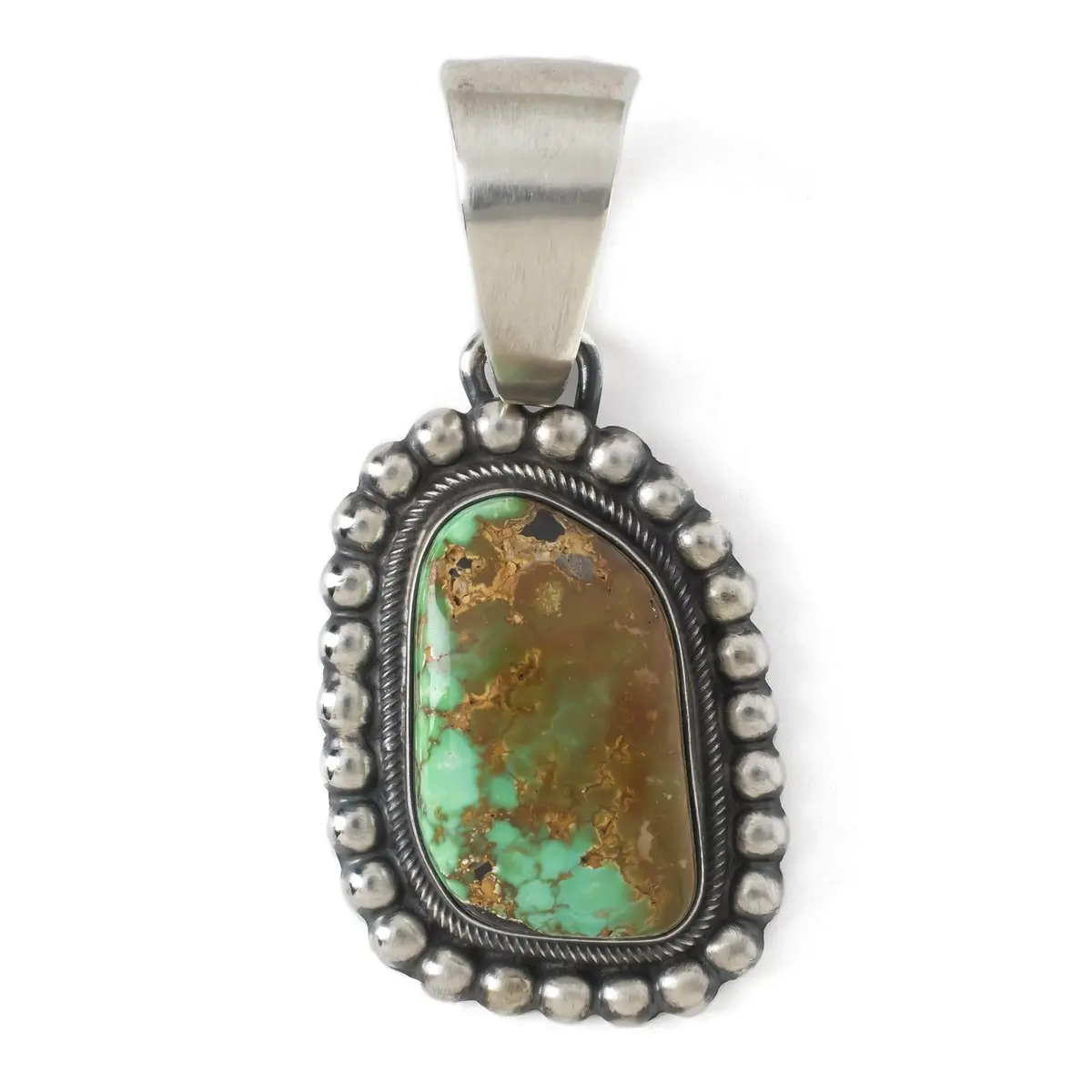 Carico Lake Turquoise Usa Native  American Made 925 Sterling Silver Pendant 1