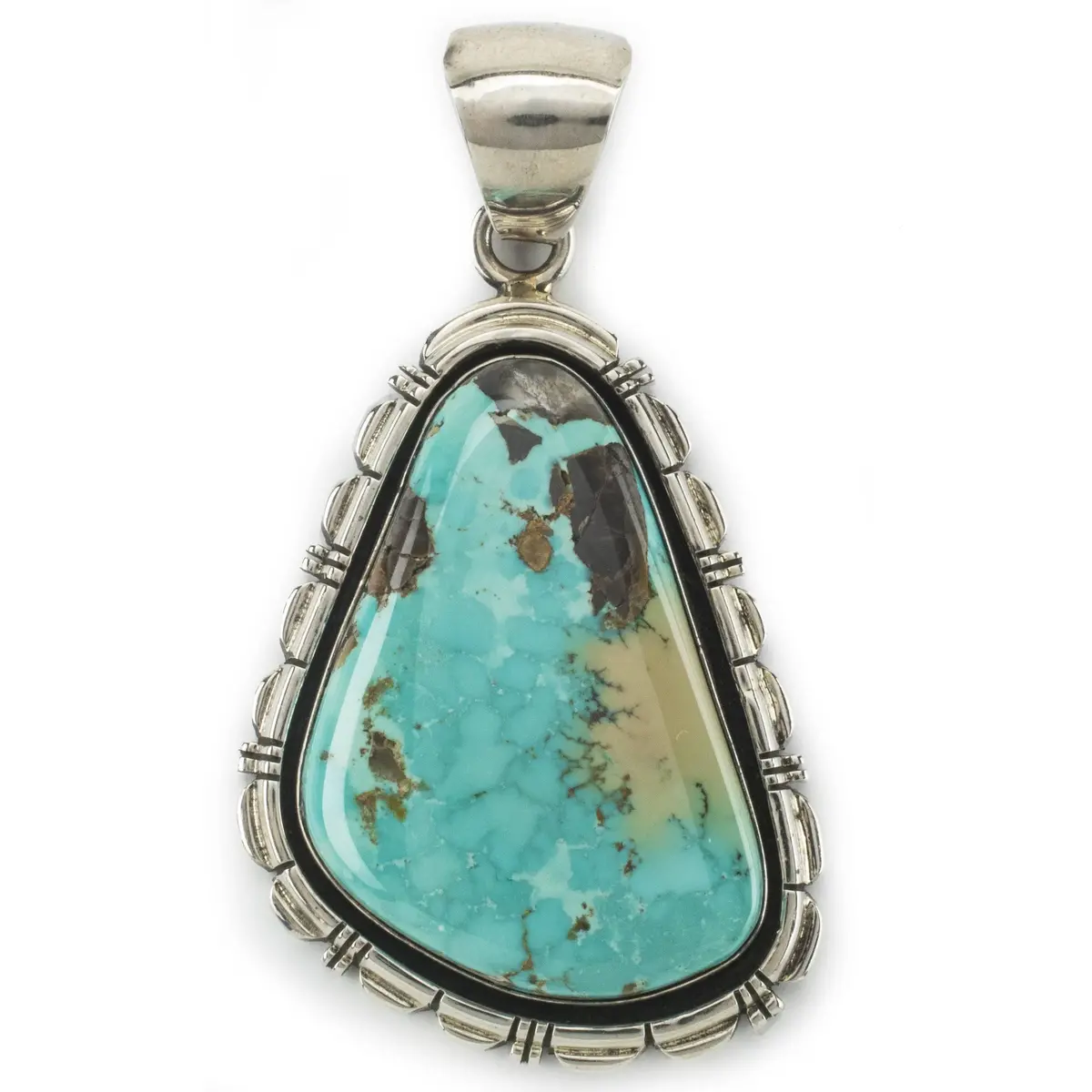 Carico Lake Turquoise Usa Native American Made 925 Sterling Silver Pendant 1