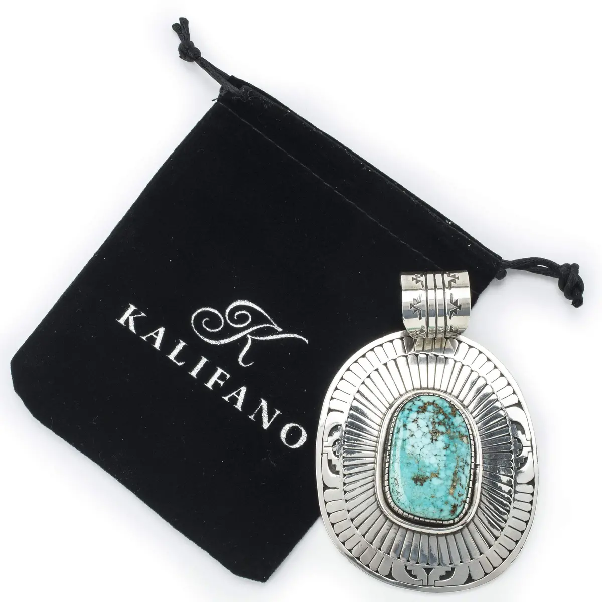 Carico Lake Turquoise Usa Native American Made 925 Sterling Silver Pendant 2