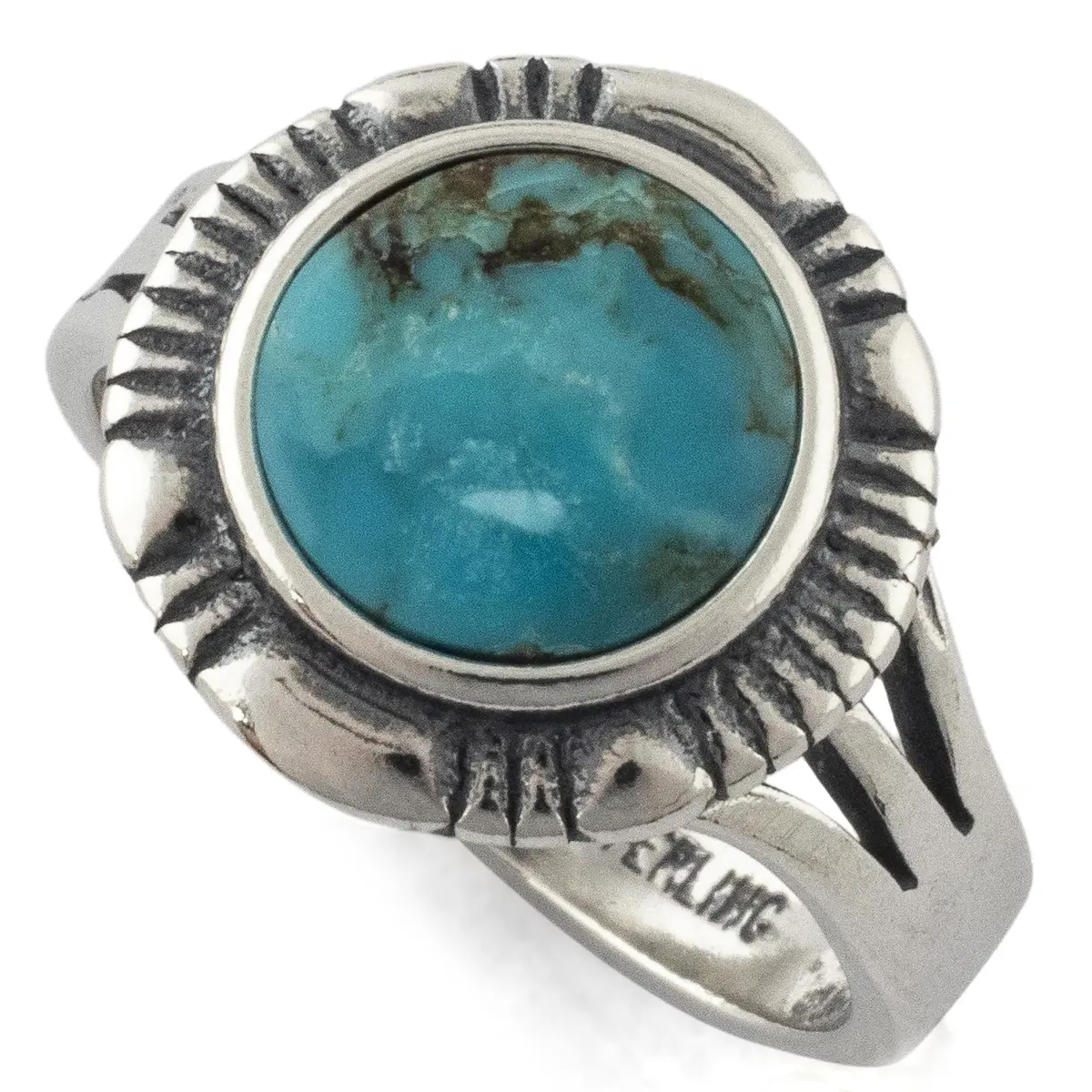 Circular King Manassa Turquoise Usa Handmade 925 Sterling Silver Ring 1