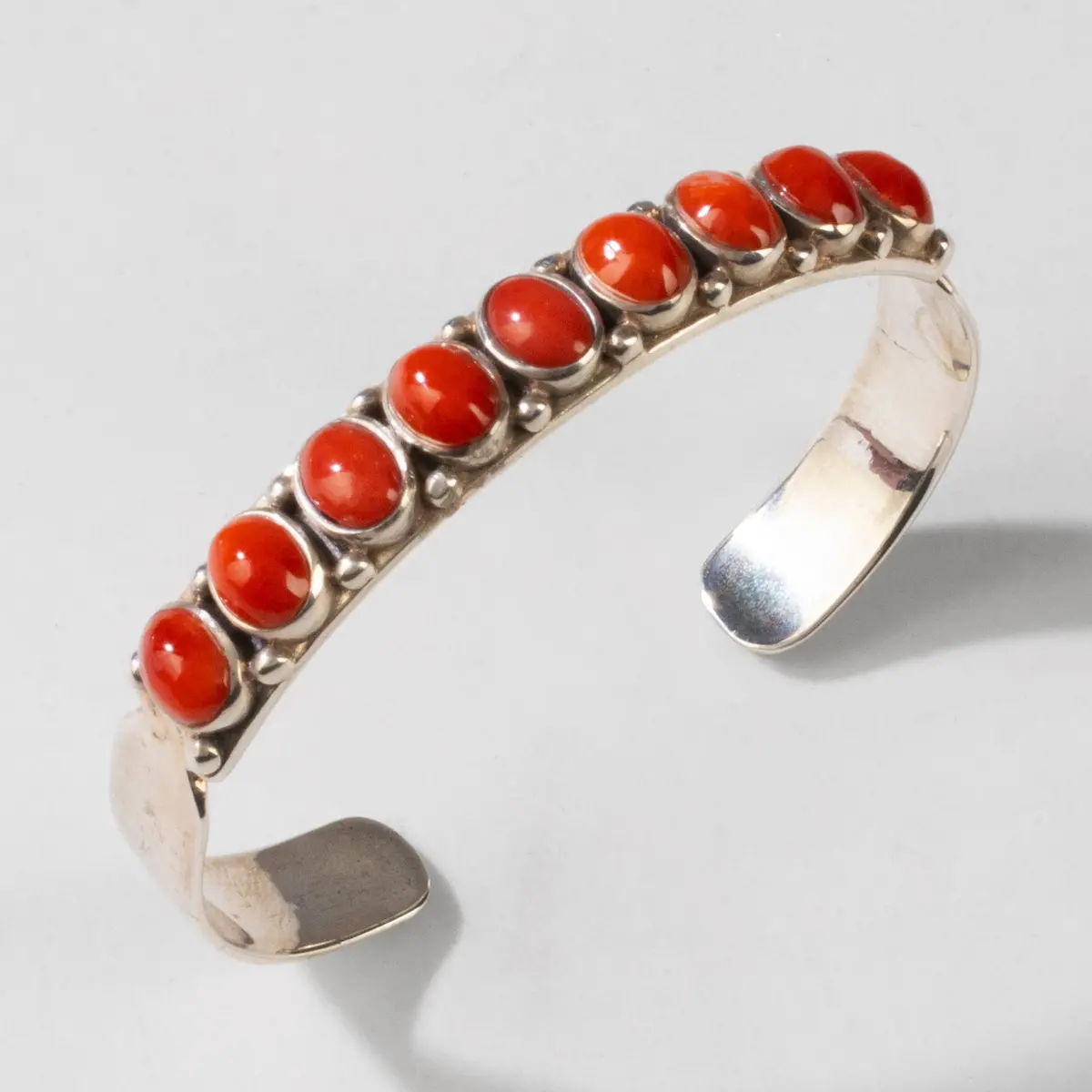 Coral Usa Native American Made 925 Sterling Silver Cuff 1