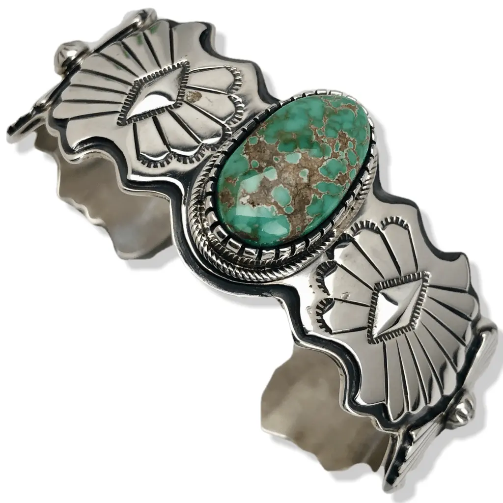 D. Clark Carico Lake Turquoise Native American Made 925 Sterling Silver Cuff 1