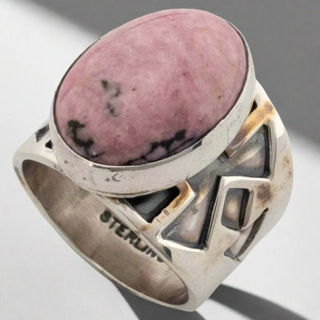 Danny Clark Navajo Rhodonite Usa Native American Made 925 Sterling Silver Ring 1