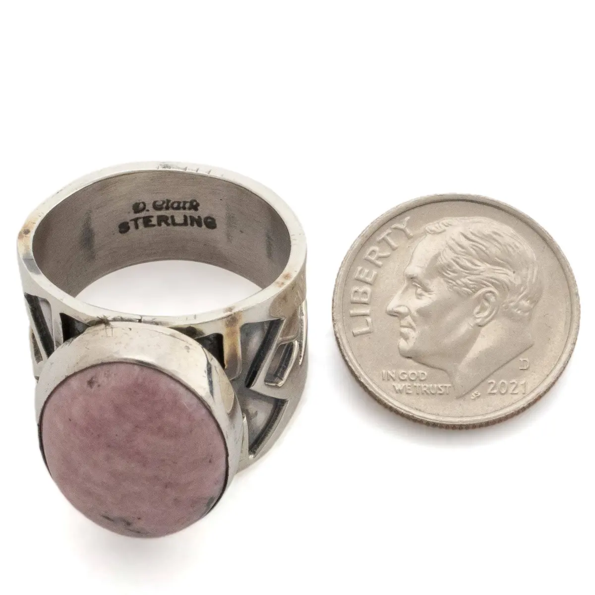 Danny Clark Navajo Rhodonite Usa Native American Made 925 Sterling Silver Ring 4