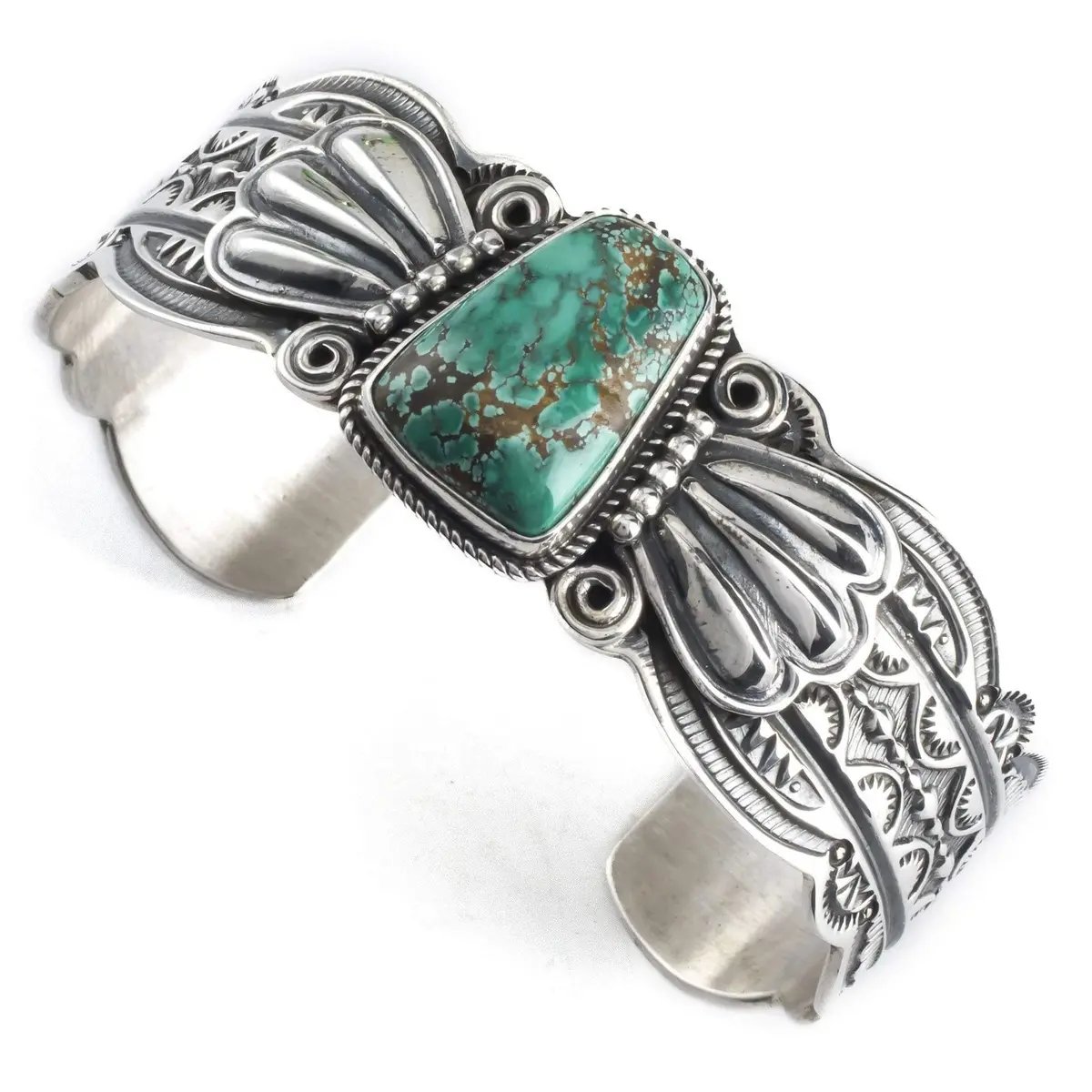 Darrell Cadman Carico Lake Turquoise Native American Made 925 Sterling Silver Cuff 1