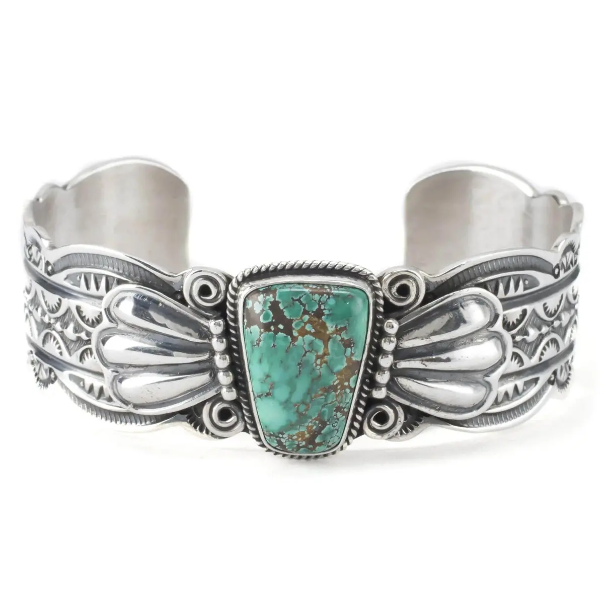 Darrell Cadman Carico Lake Turquoise Native American Made 925 Sterling Silver Cuff 2