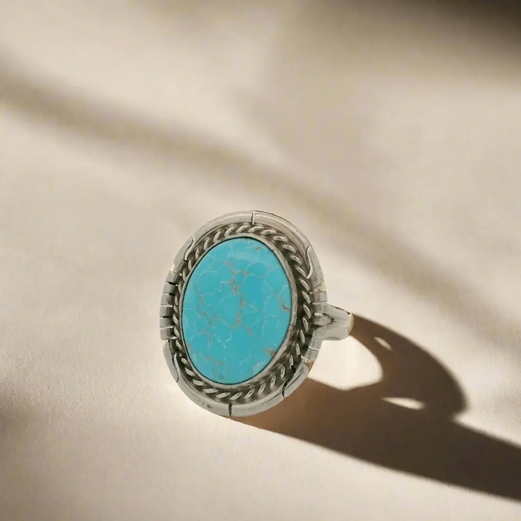 Dave Skeets Kingman Turquoise Navajo Usa Native American Made 925 Sterling Silver Ring 1