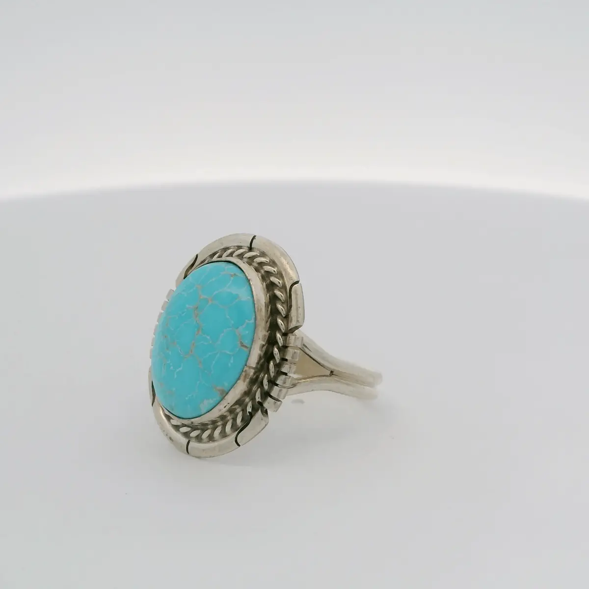 Dave Skeets Kingman Turquoise Navajo Usa Native American Made 925 Sterling Silver Ring 3