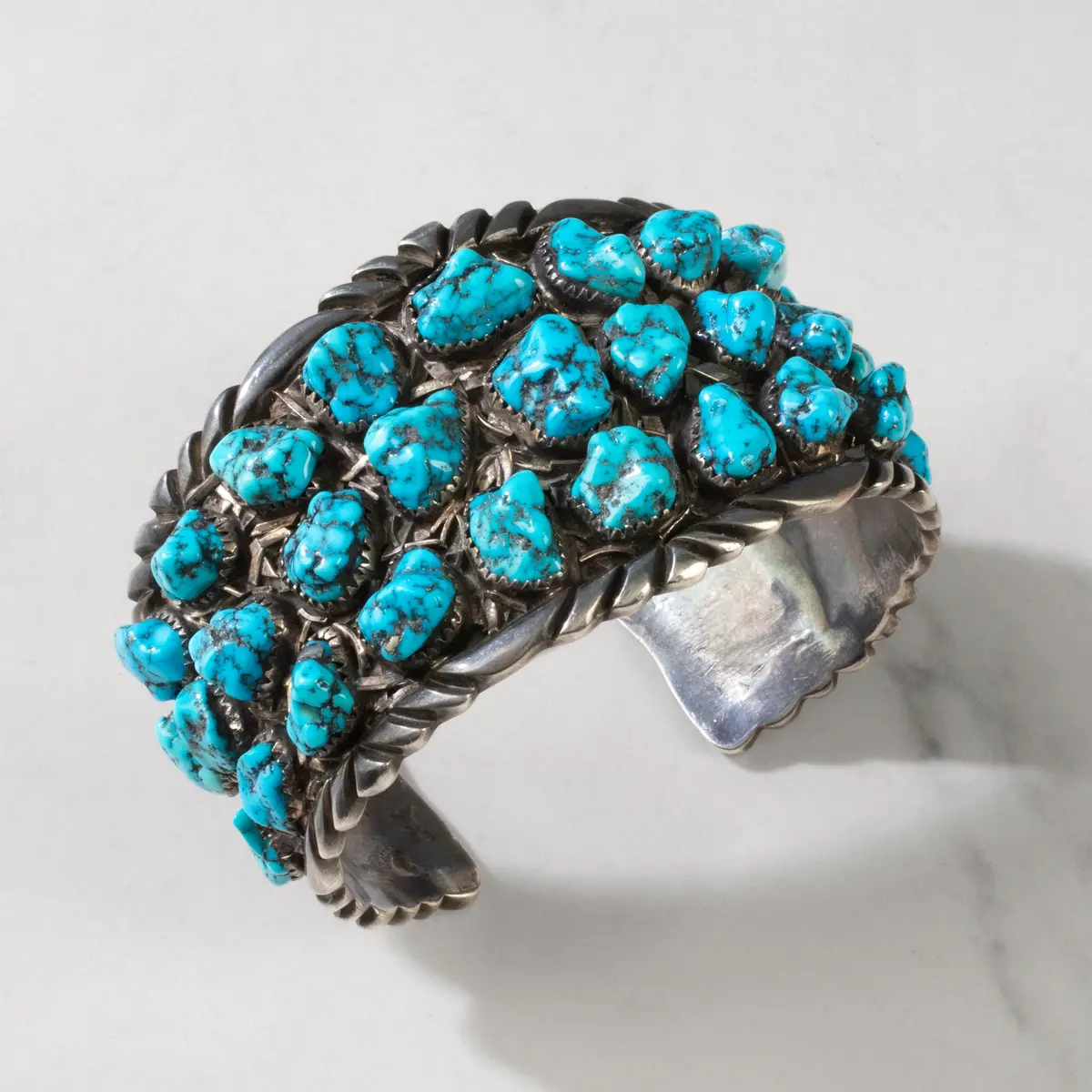 Delbert Gordon Kingman Turquoise Navajo Usa Native American Made 925 Sterling Silver Cuff 1