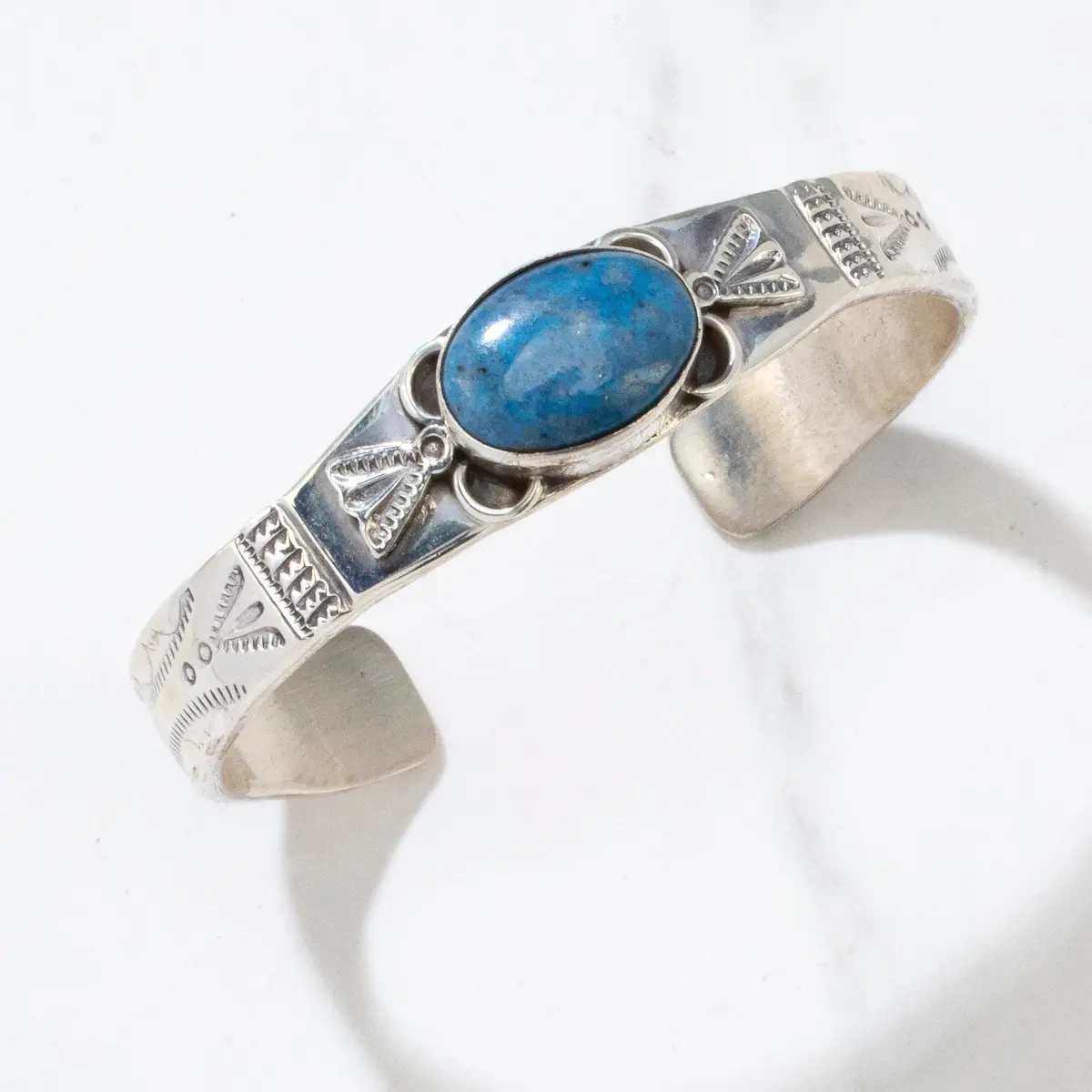 Denim Lapis Navajo Usa Native American Made 925 Sterling Silver Cuff 1