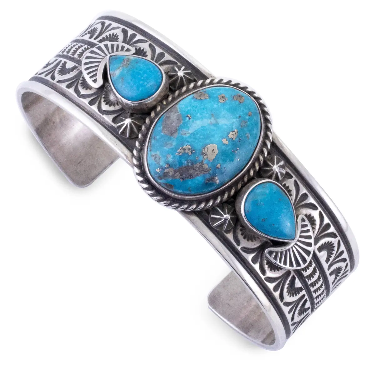 Donovan Cadman Navajo Kingman Turquoise Usa Native American Made 925 Sterling Silver Cuff 1