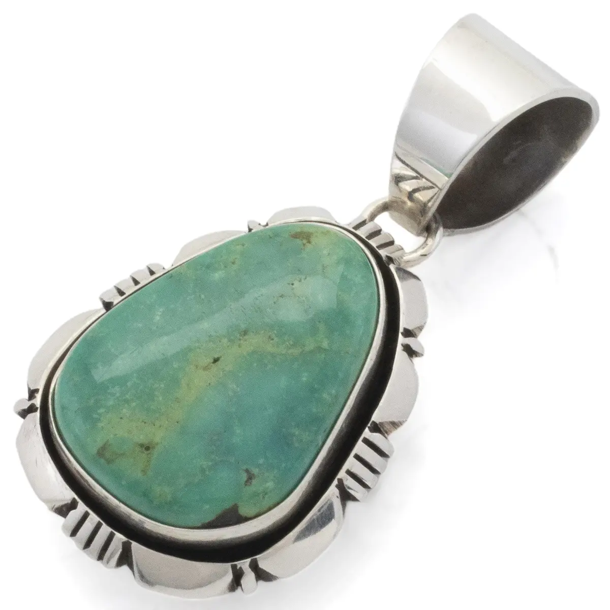 Eddie Secatero Navajo Tyrone Turquoise Usa Native American Made 925 Sterling Silver Pendant 1