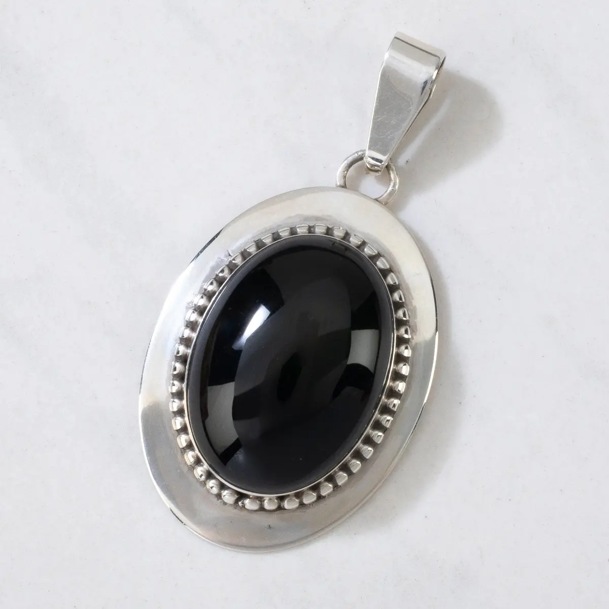 Ella Peter Black Onyx Navajo Teardrop Usa Native American Made 925 Sterling Silver Pendant 1