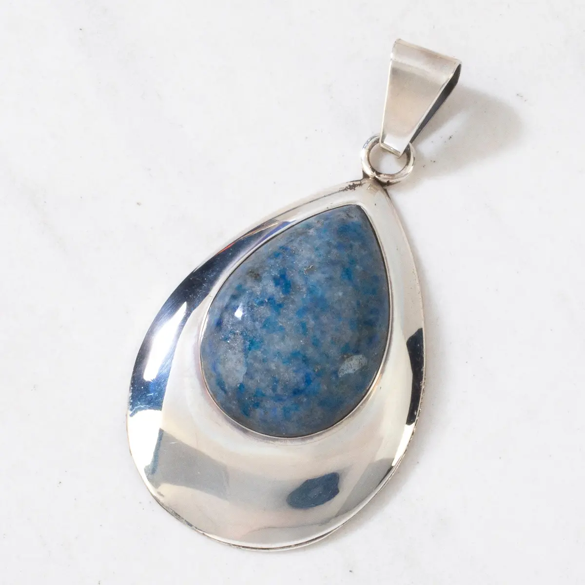 Ella Peter Denim Lapis Navajo Teardrop Usa Native American Made 925 Sterling Silver Pendant 1