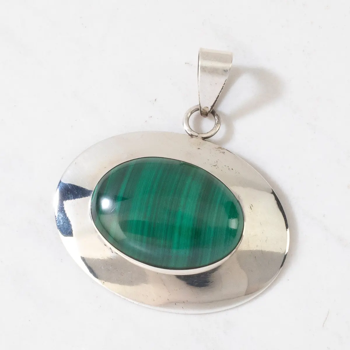 Ella Peter Malachite Navajo Usa Native American Made 925 Sterling Silver Pendant 1