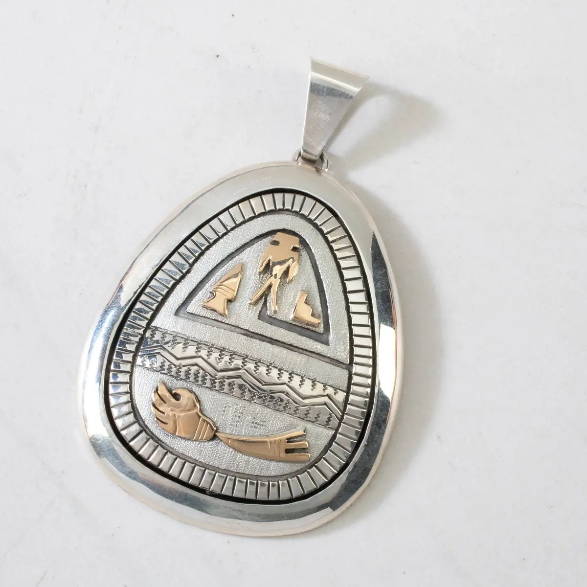 Emer Thompson 14K Gold Navajo Usa Native American Made 925 Sterling Silver Pendant 1