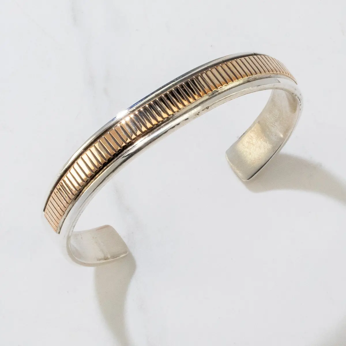 Emer Thompson Navajo Usa Native American Made 12K Gold Filled & 925 Sterling Silver Cuff 1