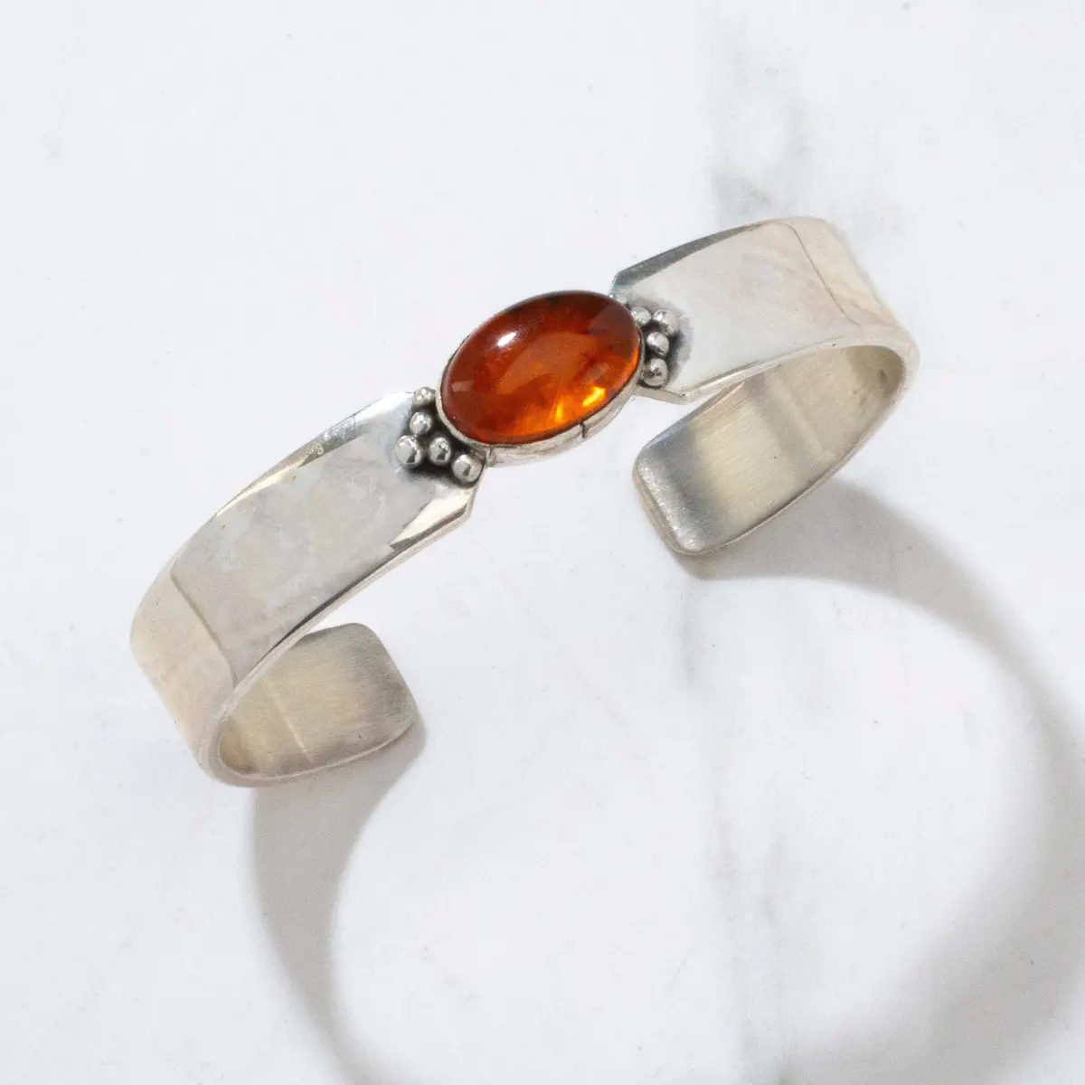 Gabriel Yazzie Navajo Amber Usa Native American Made 925 Sterling Silver Cuff 1