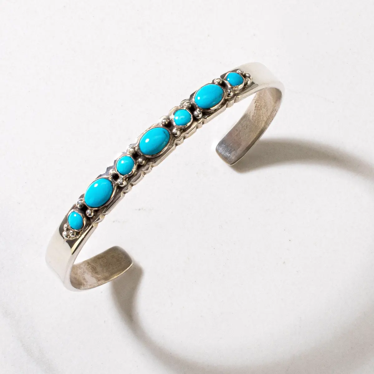 Gabriel Yazzie Sleeping Beauty Turquoise Navajo Usa Native American Made 925 Sterling Silver Cuff 1