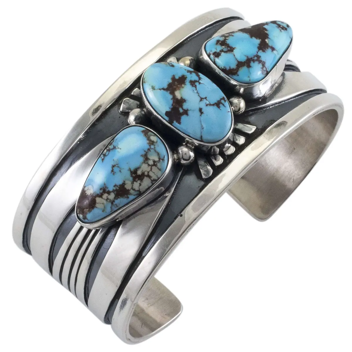 Golden Hills Turquoise Usa Native American Made 925 Sterling Silver Cuff 1