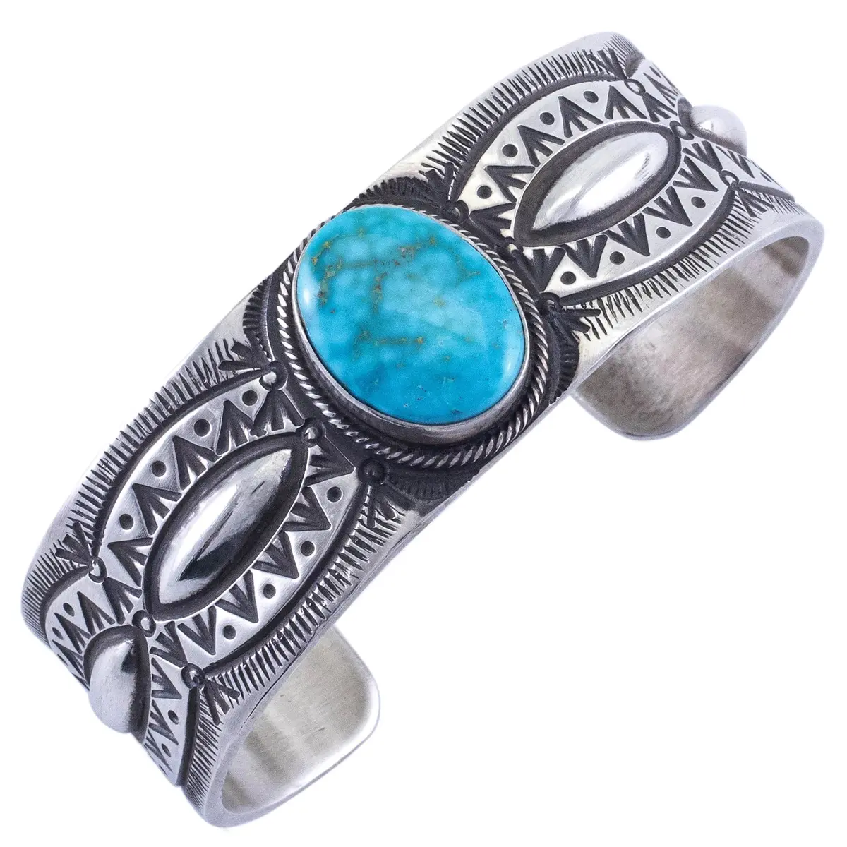 H.S. Kingman Turquoise Usa Native American Made 925 Sterling Silver Cuff 1