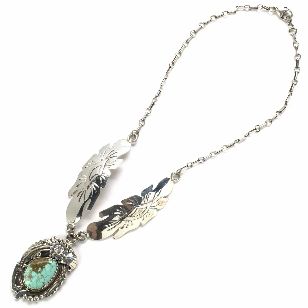 Jimmy Lee #8 Turquoise From Nevada Usa Native American Made 925 Sterling Silver Necklace 1
