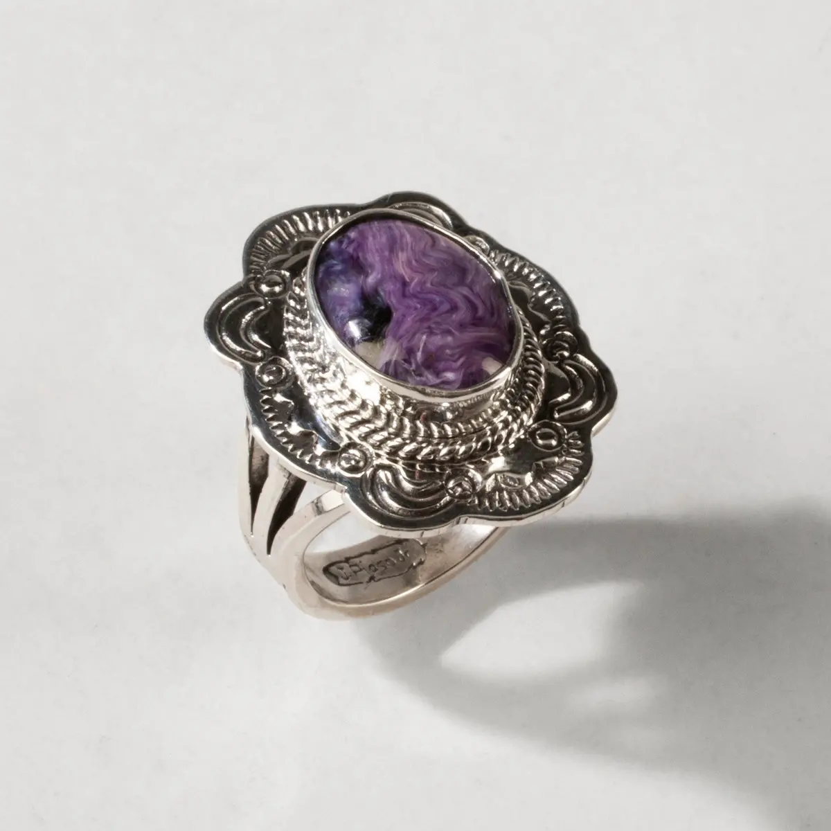 Joe Piaso Jr. Charoite Navajo Usa Native American 925 Sterling Silver Ring 1