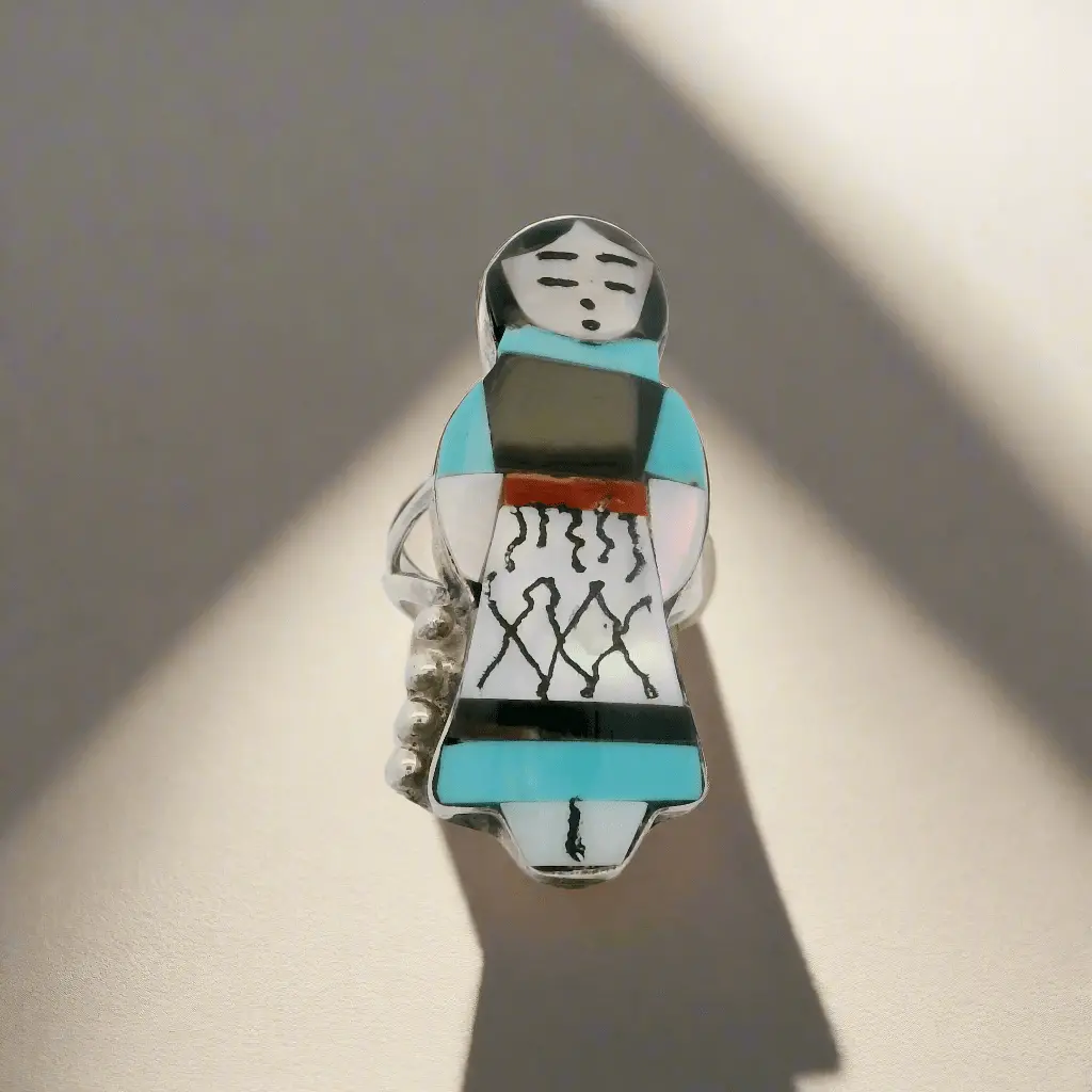 Joyse Waseta Multi Gem Kachina Maiden Zuni Usa Native American Made 925 Sterling Silver Ring 1