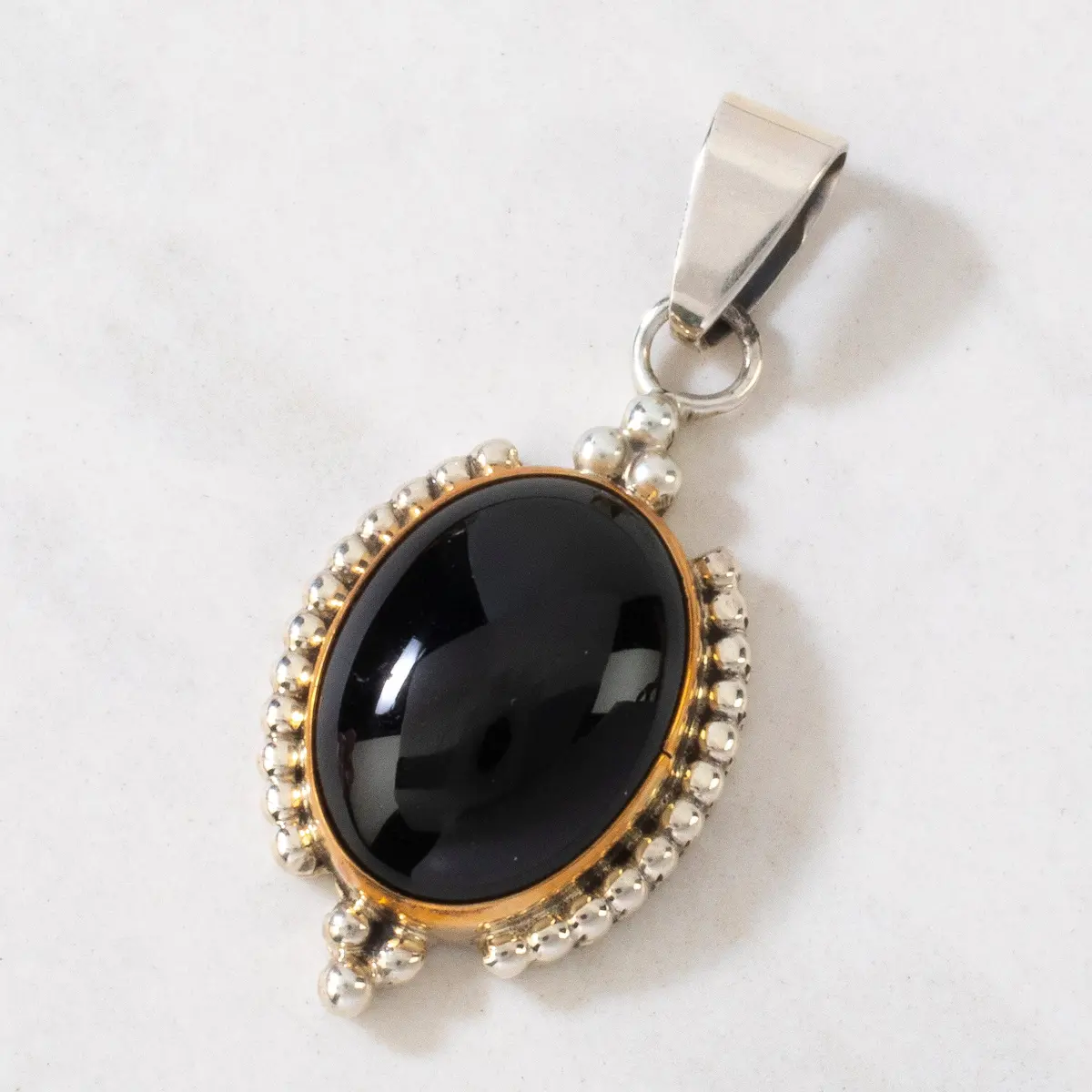 Kathleen Chavez Black Onyx Navajo Usa Native American Made 925 Sterling Silver Pendant 1