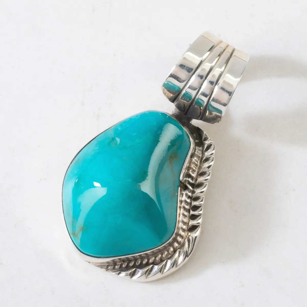 Kingman Turquoise Usa Native American Made 925 Sterling Silver Pendant 1